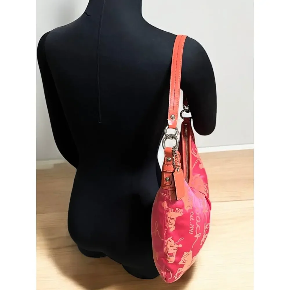 Y2K Coach F14480 Horse & Carriage Sateen Hobo Bag & Pleated Wristlet